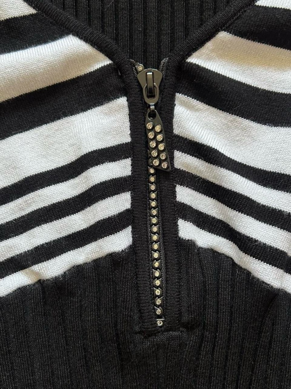 Belldini Striped Ribbed Zip Tank - Picture 2 of 5